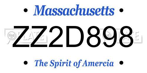 ZZ2D898 Massachusetts License Plate