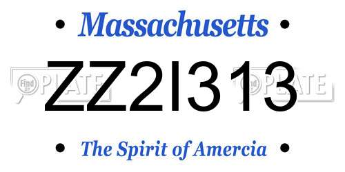 ZZ2I313 Massachusetts License Plate