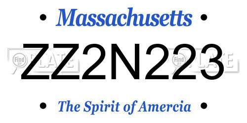 ZZ2N223 Massachusetts License Plate