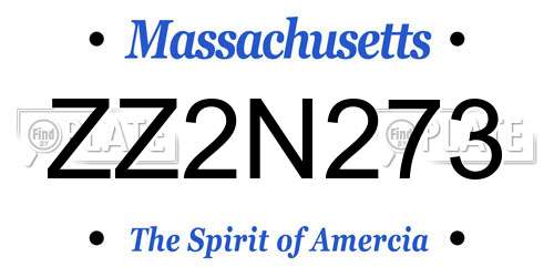 ZZ2N273 Massachusetts License Plate
