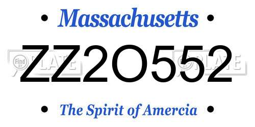 ZZ2O552 Massachusetts License Plate