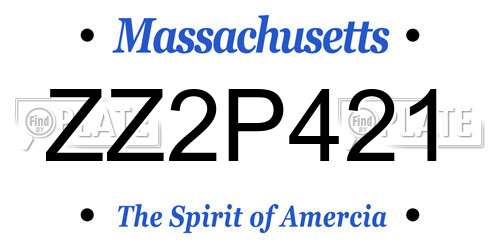 ZZ2P421 Massachusetts License Plate