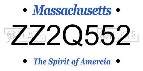 ZZ2Q552 Massachusetts License Plate