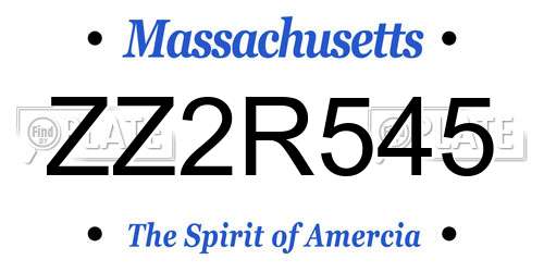 ZZ2R545 Massachusetts License Plate