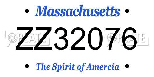 ZZ32076 Massachusetts License Plate