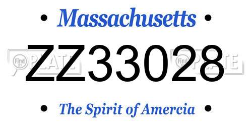 ZZ33028 Massachusetts License Plate