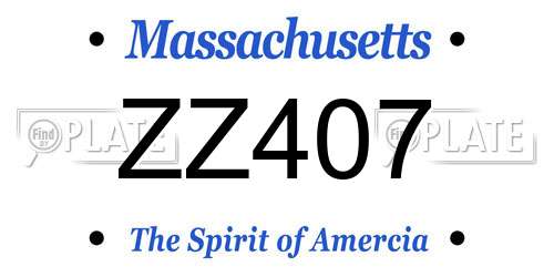 ZZ407 Massachusetts License Plate