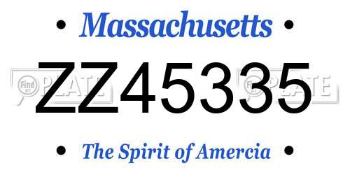 ZZ45335 Massachusetts License Plate