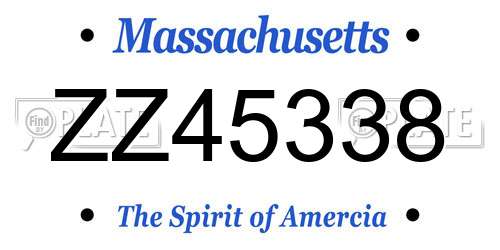 ZZ45338 Massachusetts License Plate