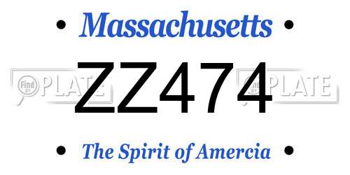 ZZ474 Massachusetts License Plate