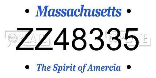 ZZ48335 Massachusetts License Plate