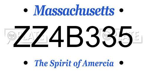 ZZ4B335 Massachusetts License Plate