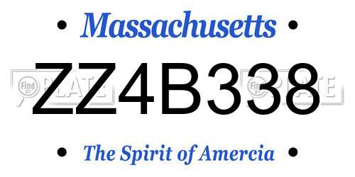 ZZ4B338 Massachusetts License Plate