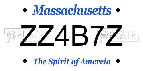 ZZ4B7Z Massachusetts License Plate