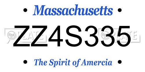 ZZ4S335 Massachusetts License Plate