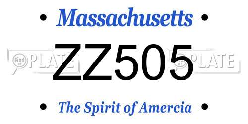 ZZ505 Massachusetts License Plate