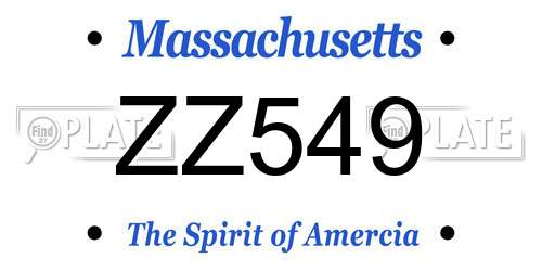 ZZ549 Massachusetts License Plate