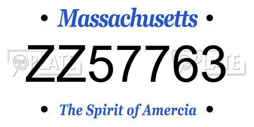 ZZ57763 Massachusetts License Plate