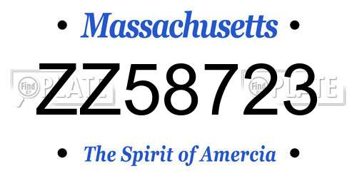 ZZ58723 Massachusetts License Plate