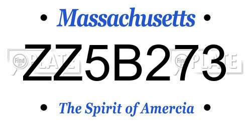 ZZ5B273 Massachusetts License Plate