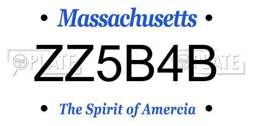 ZZ5B4B Massachusetts License Plate