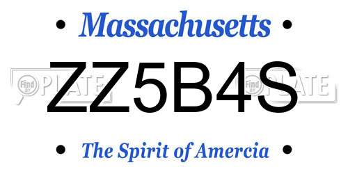 ZZ5B4S Massachusetts License Plate