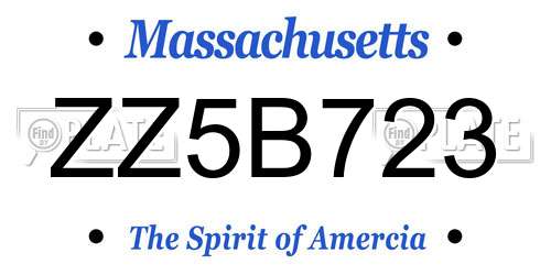 ZZ5B723 Massachusetts License Plate