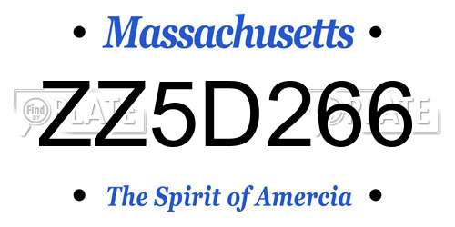 ZZ5D266 Massachusetts License Plate