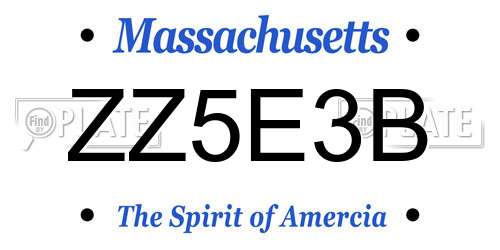 ZZ5E3B Massachusetts License Plate