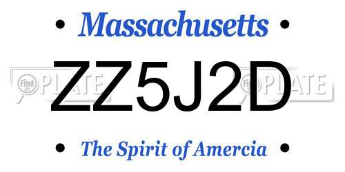 ZZ5J2D Massachusetts License Plate