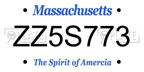 ZZ5S773 Massachusetts License Plate
