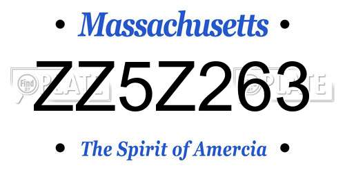 ZZ5Z263 Massachusetts License Plate