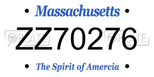ZZ70276 Massachusetts License Plate