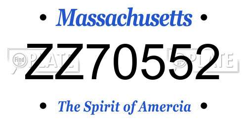 ZZ70552 Massachusetts License Plate