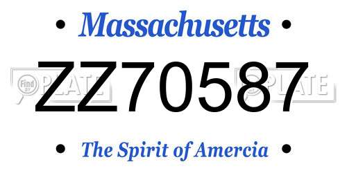 ZZ70587 Massachusetts License Plate