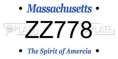 ZZ778 Massachusetts License Plate
