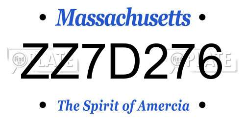 ZZ7D276 Massachusetts License Plate