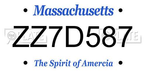 ZZ7D587 Massachusetts License Plate