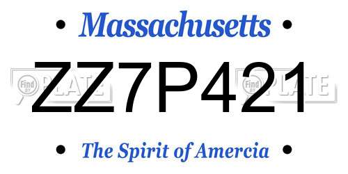 ZZ7P421 Massachusetts License Plate