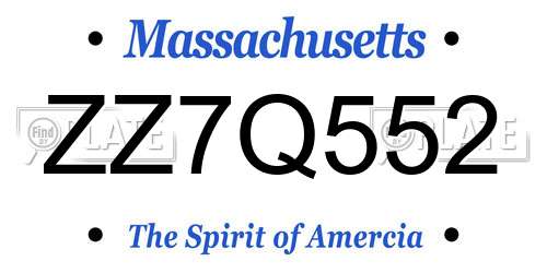 ZZ7Q552 Massachusetts License Plate