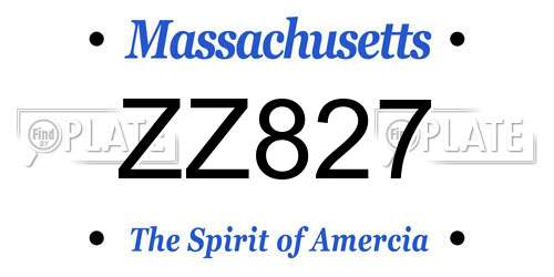 ZZ827 Massachusetts License Plate