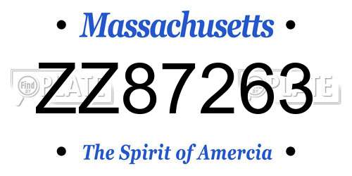 ZZ87263 Massachusetts License Plate