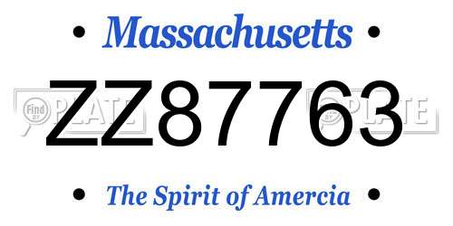 ZZ87763 Massachusetts License Plate