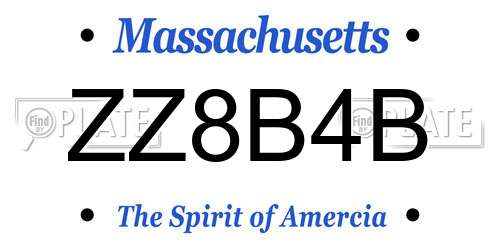 ZZ8B4B Massachusetts License Plate