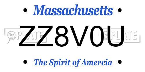 ZZ8V0U Massachusetts License Plate