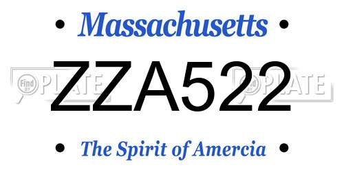 ZZA522 Massachusetts License Plate
