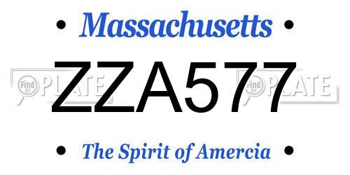 ZZA577 Massachusetts License Plate