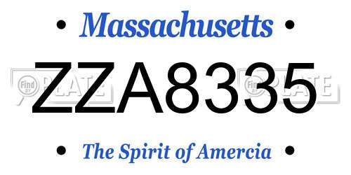ZZA8335 Massachusetts License Plate