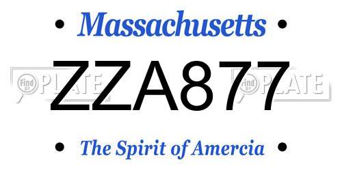 ZZA877 Massachusetts License Plate