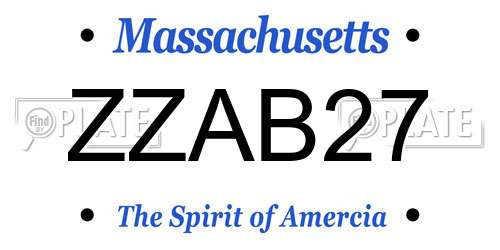 ZZAB27 Massachusetts License Plate